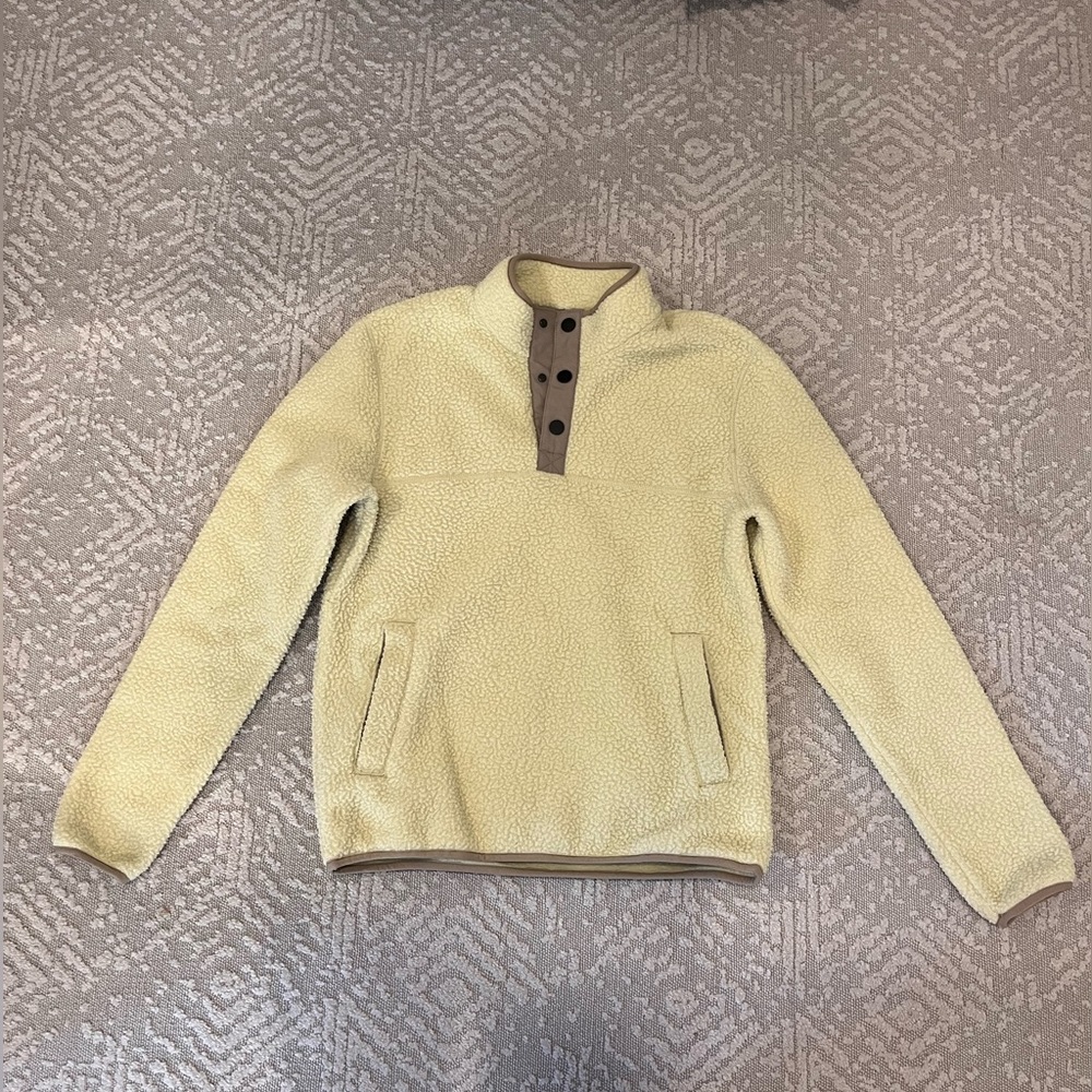 Everlane ReNew Snap Fleece Pullover Men’s XS Pale Yellow